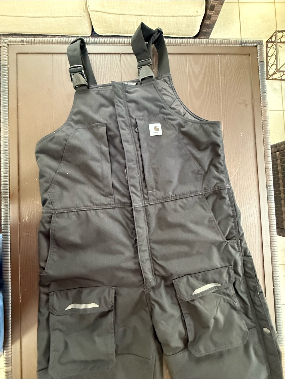 Carhartt Kids Black Insulated Bib Overalls with Adjustable Straps size L